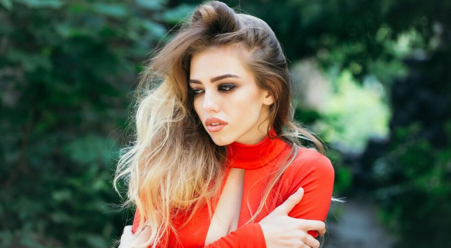 sexy young woman with long hair