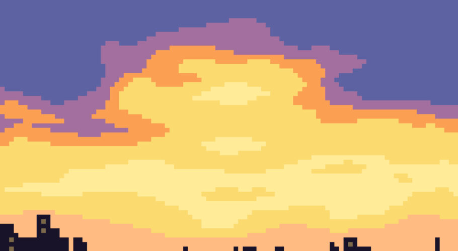 pixel art of sky sunset view amiga 500 retro