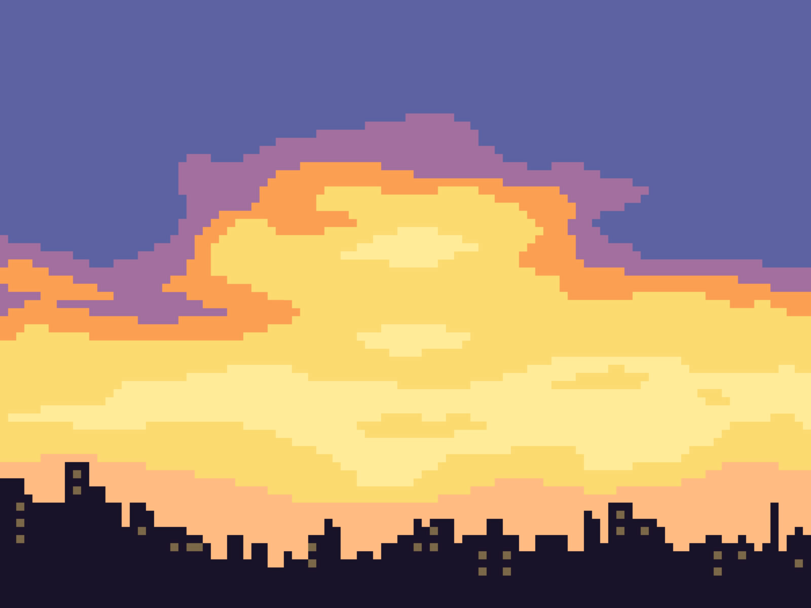 pixel art of sky sunset view amiga 500 retro