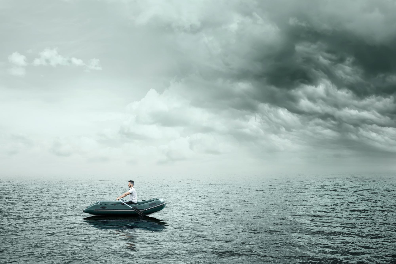 stress depression emotional burnout boat midst gray ocean