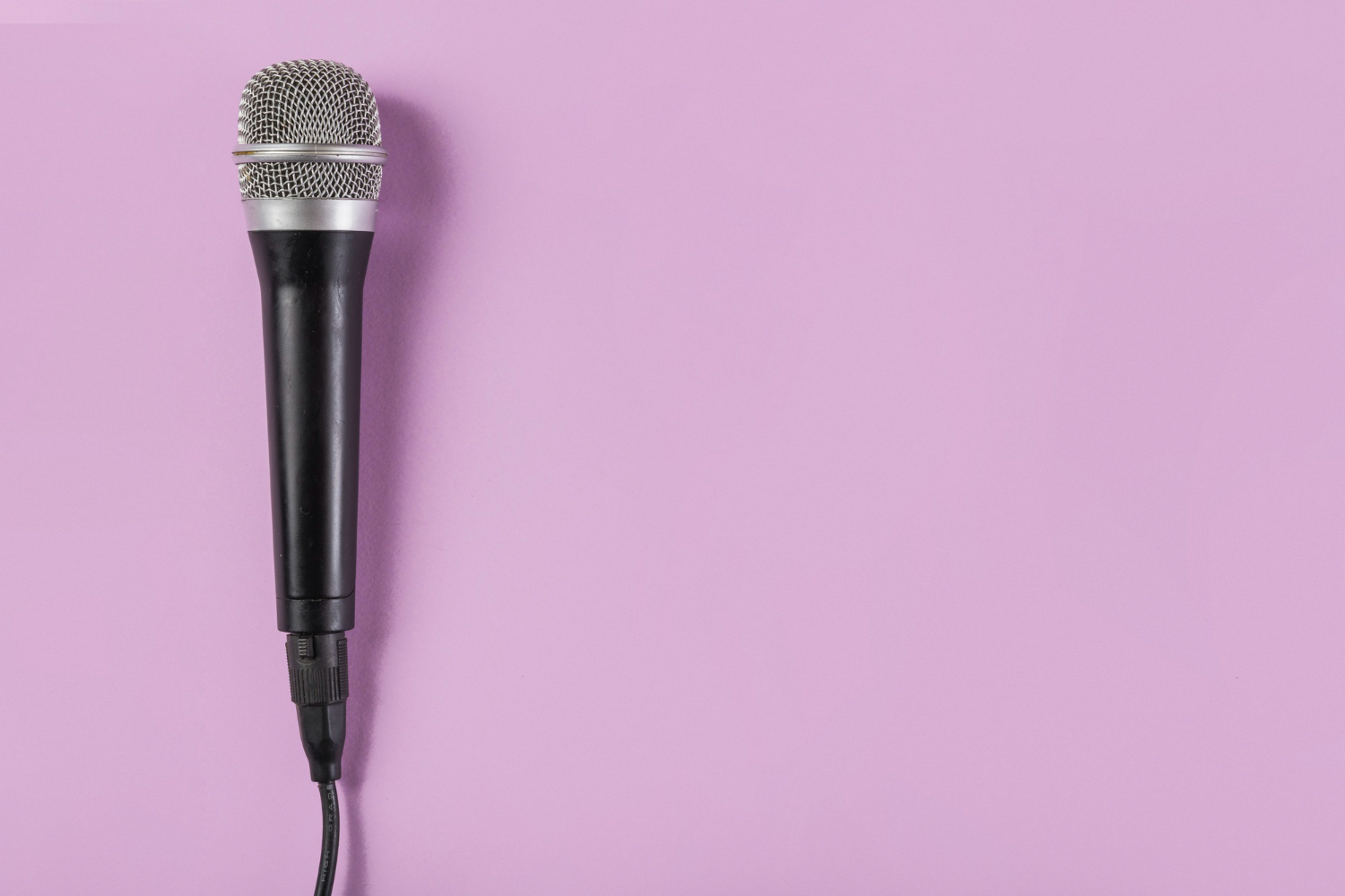 top view microphone pink background hip hop engrave