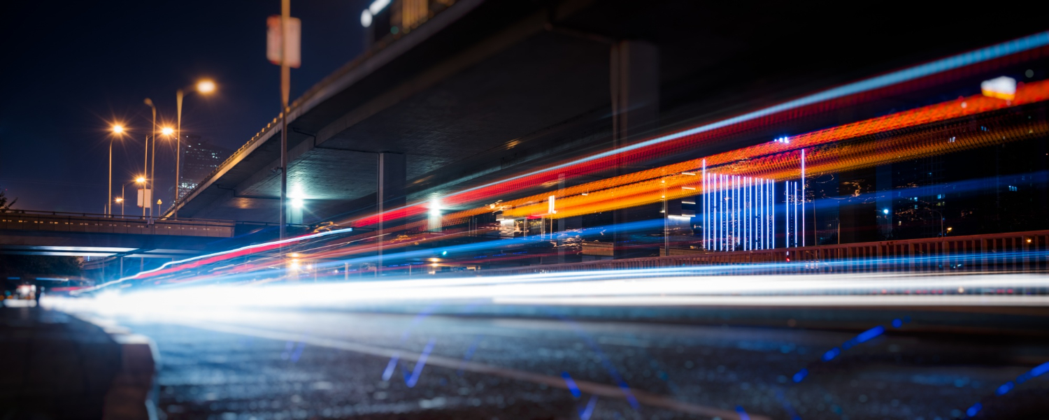 traffic light trails urban street