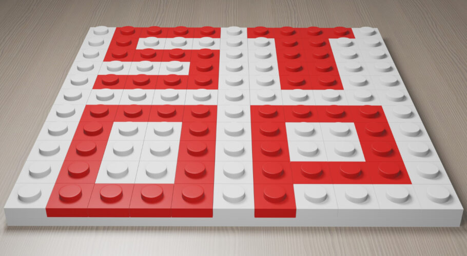 Duplo Lego Blocks With The Word Stop In Red